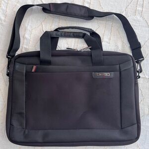 Samsonite Thin Black Handle Laptop Padded Shoulder Briefcase Bag Office Travel